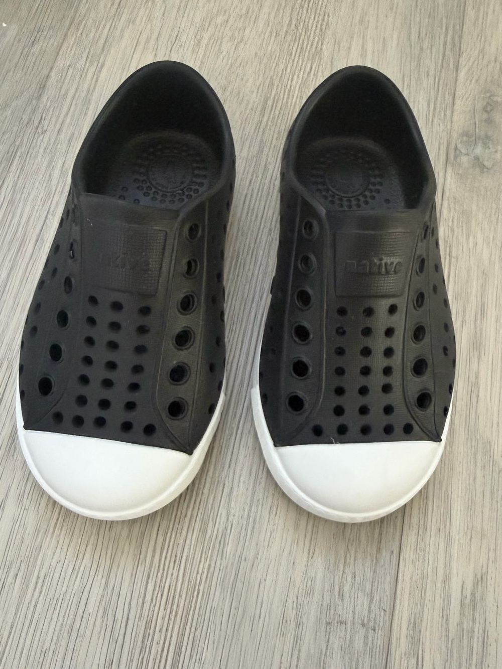 Native Black Slip-On Sneakers with White Toe Cap